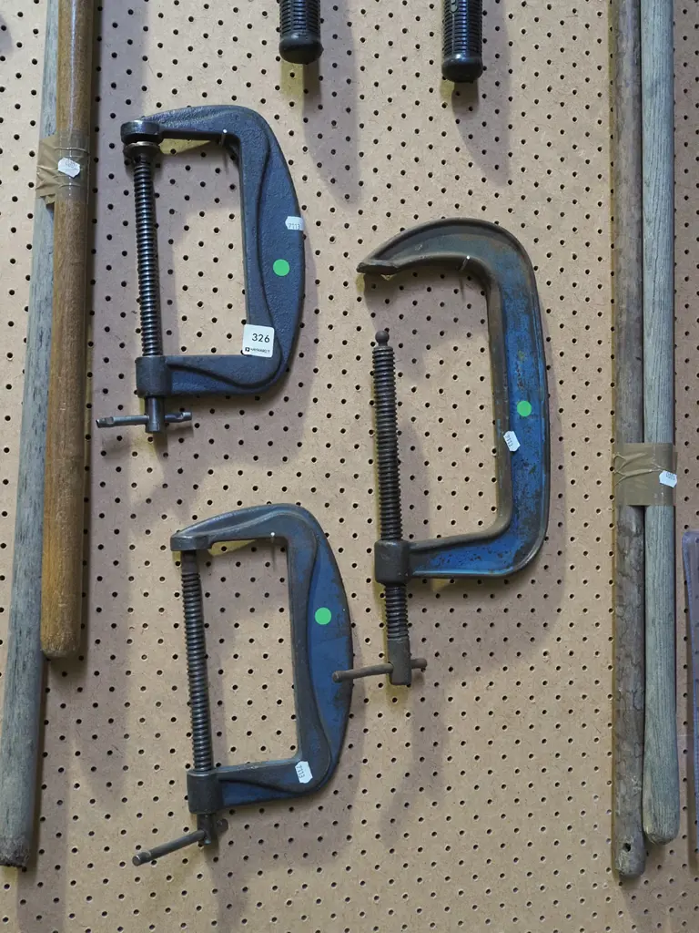 3x G clamps - green dots Image 1++