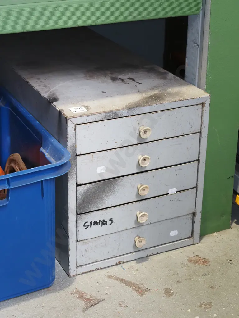 5x small metal 5 drawer workshop chests H320 W280 D600 Image 1++