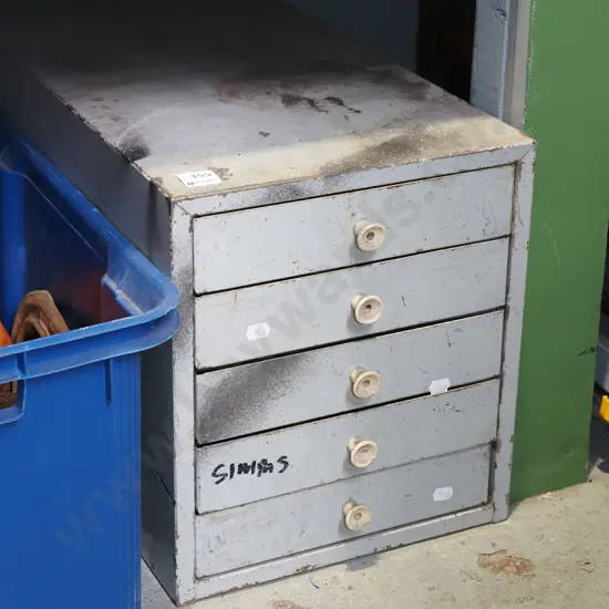 5x small metal 5 drawer workshop chests H320 W280 D600