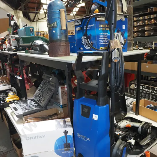 Nilfisk C110.7 water blaster with deck scrub attachment