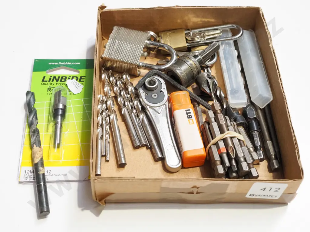 box; drill drivers, drill bits, padlocks etc Image 1++
