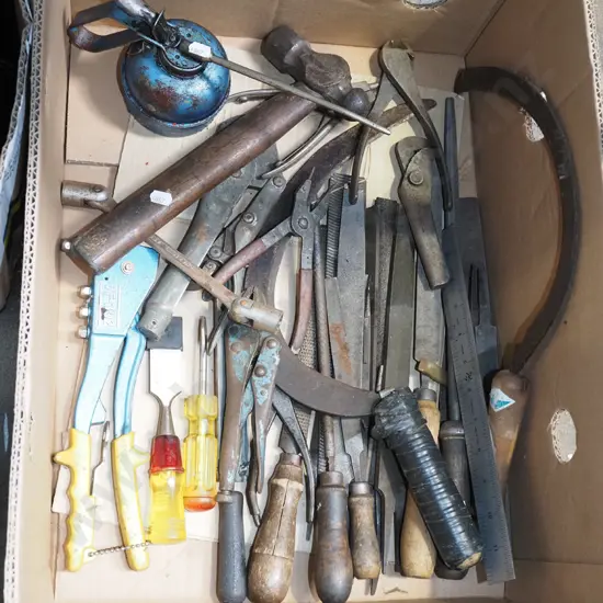 box; files, hammer, oiler etc