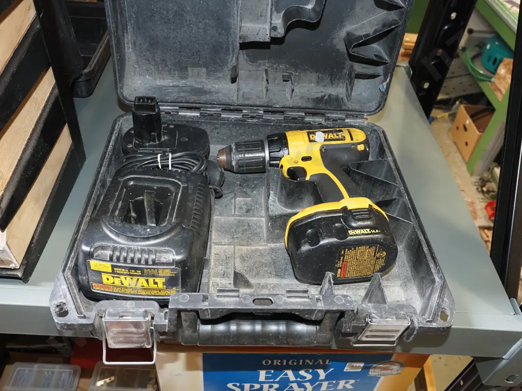 cased Dewalt 14V battery drill with 2 batteries and charger Image 1++