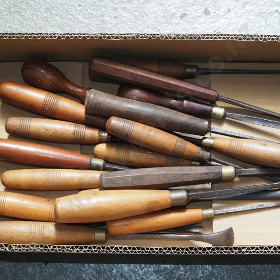 box of woodworker's chisels