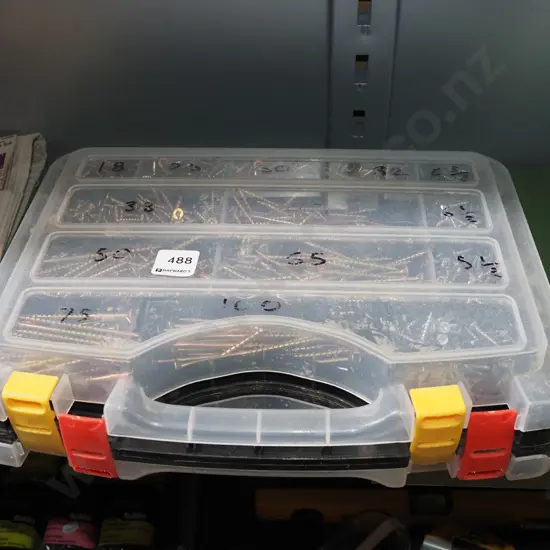 double sided plastic organiser of screws, dowels, nuts etc
