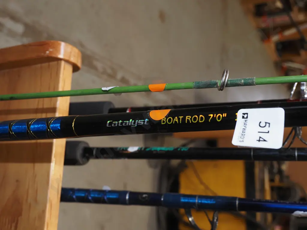 fishing rod and reel, fishing rod - orange dots Image 1++