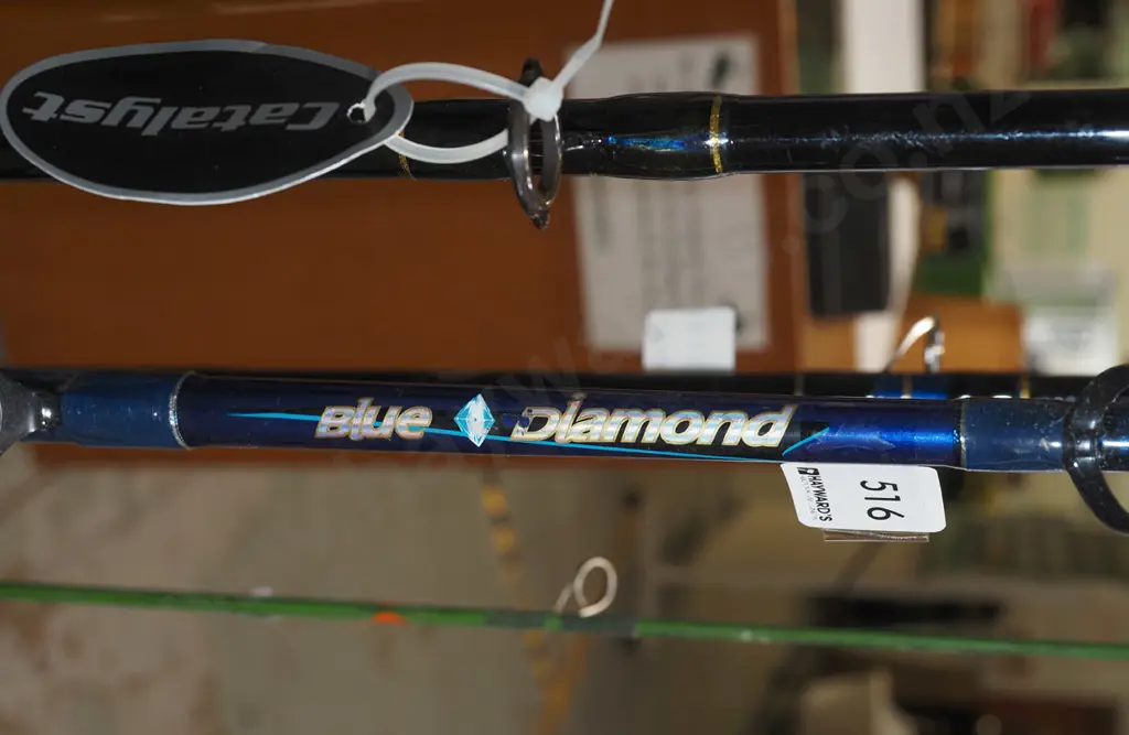 2x fishing rods - orange dots Image 1++