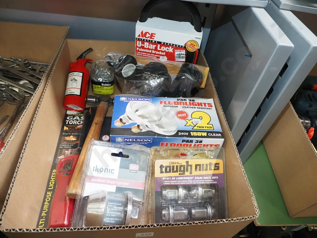 box; security lights, wheel nuts, U-Bar Lock etc Image 1++