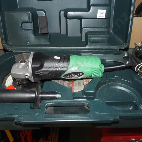 cased Hitachi G13SR3 angle grinder