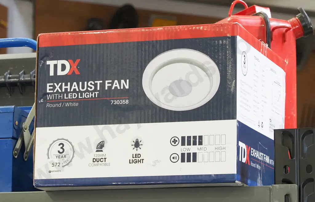 boxed TDX exhaust ceiling fan with LED light Image 1++