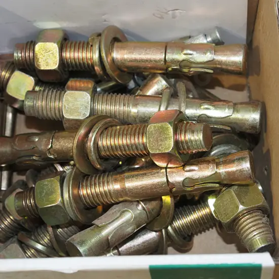 box; wedge anchors
