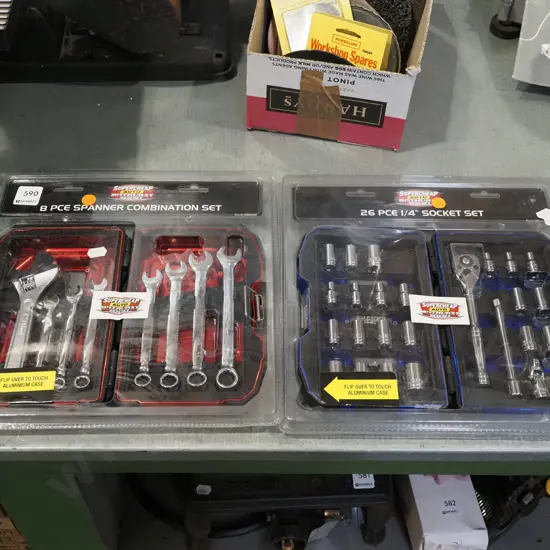 26 piece socket set, 8 piece spanner set