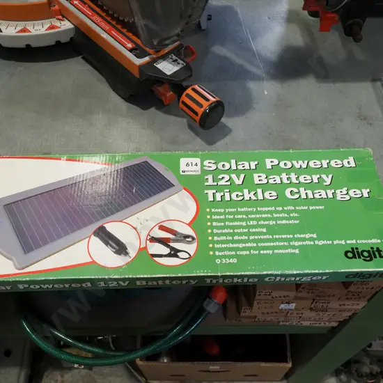 box; 12V solar powered battery trickle charger