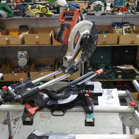Toolshed compound sliding mitre saw on Bosch stand