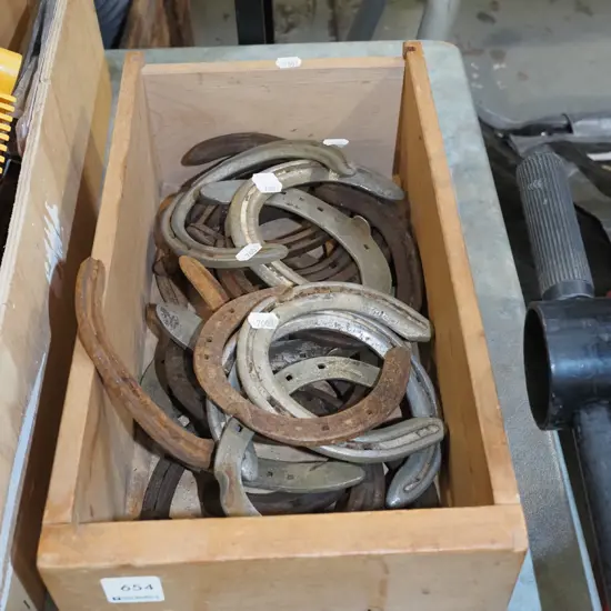 box of horse shoes
