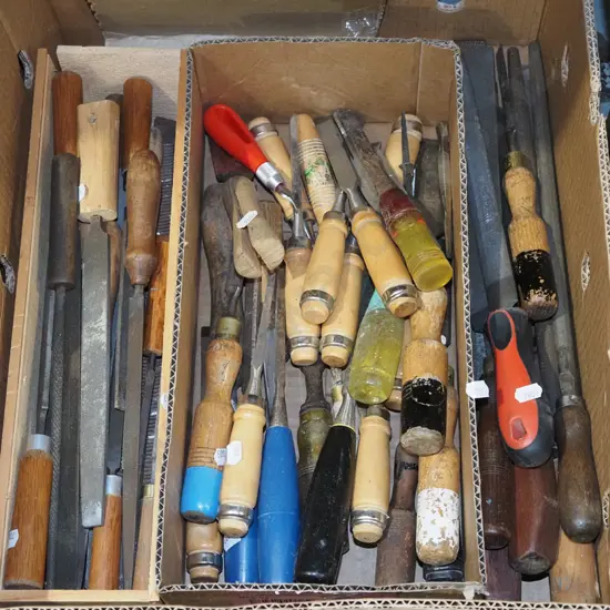 box; chisels, files