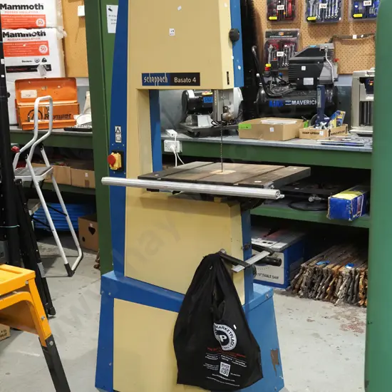 Scheppach Basato 4 band saw with bag of various blades