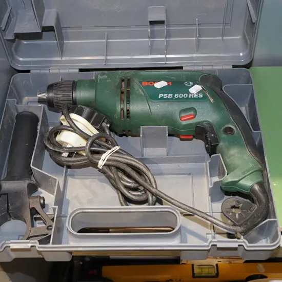 Bosch corded drill with English plug and adaptor