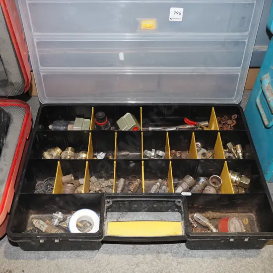 plastic organiser; air hose fittings etc