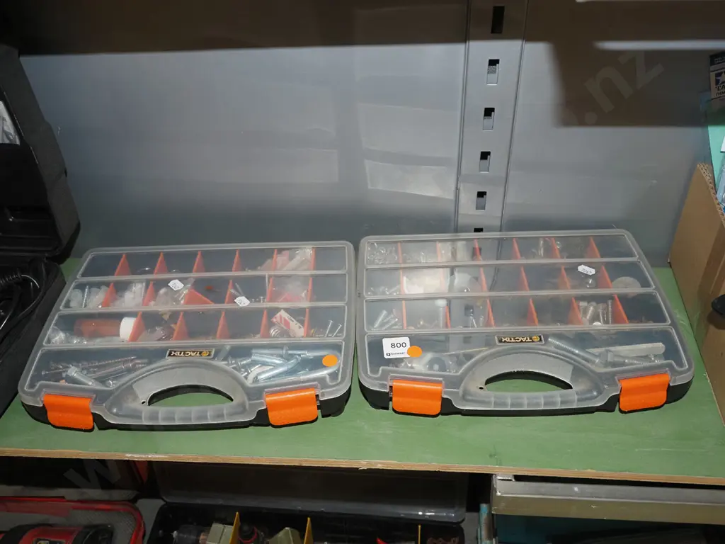 2x Tactix plastic organisers; nuts, bolts, screws etc - orange dots Image 1++
