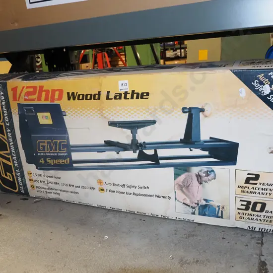 boxed GMC 4 speed wood lathe
