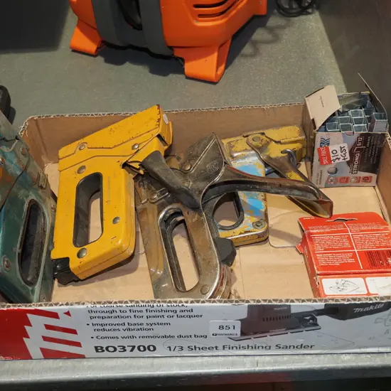 box; staple guns, staples