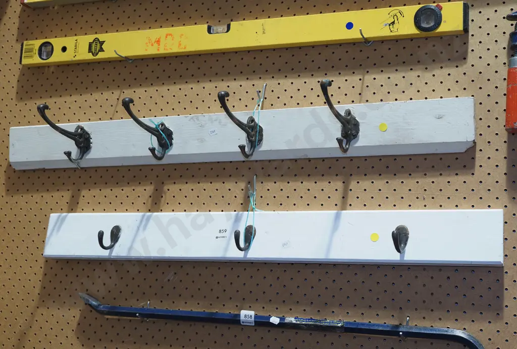 2x white painted coat hooks - yellow dots Image 1++