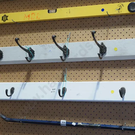 2x white painted coat hooks - yellow dots