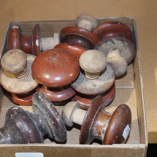 box of wooden drawer handles