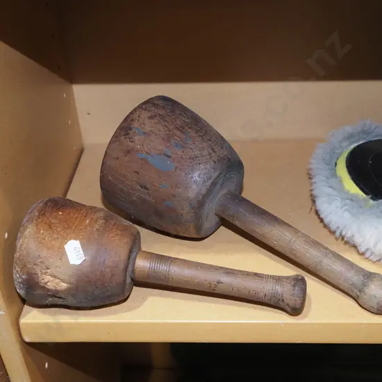 2x wooden carver's mallets