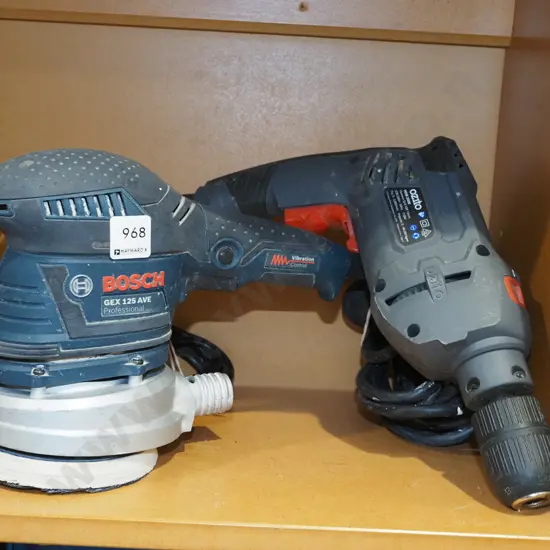 Ozito drill , Bosch GEX 125AVE orbital sander