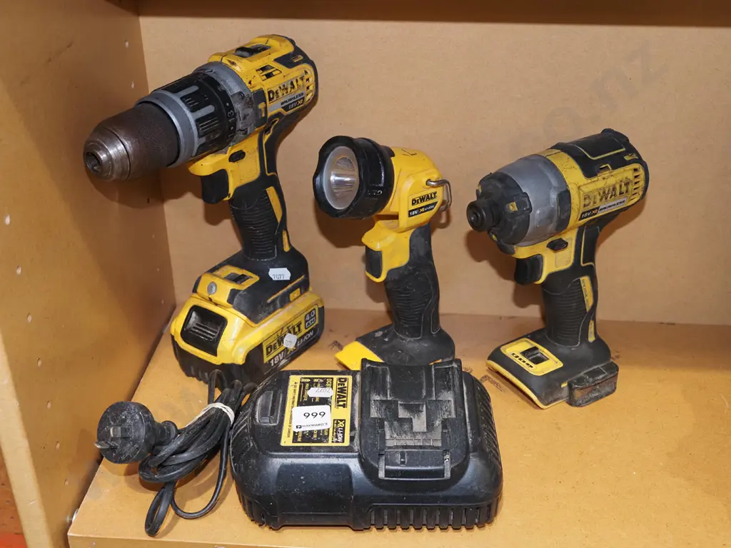 Black and Decker drill, torch, impact driver, battery, charger Image 1++