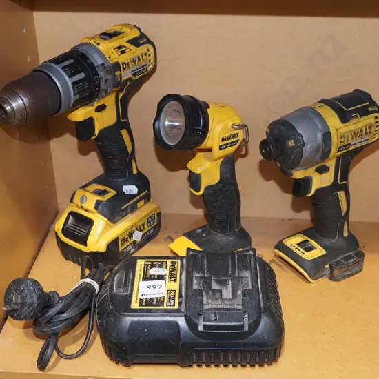 Black and Decker drill, torch, impact driver, battery, charger
