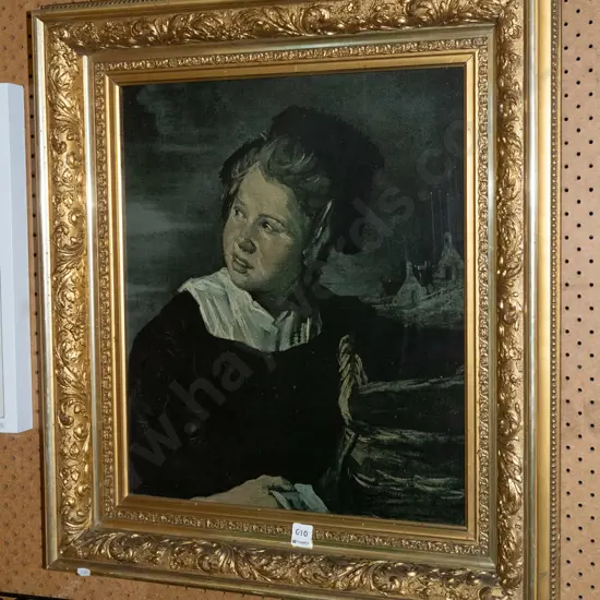 gilt framed print - fishing girl