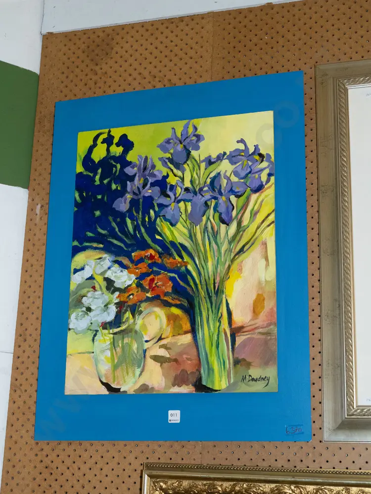 M Dodney acrylic on board - irises Image 1++