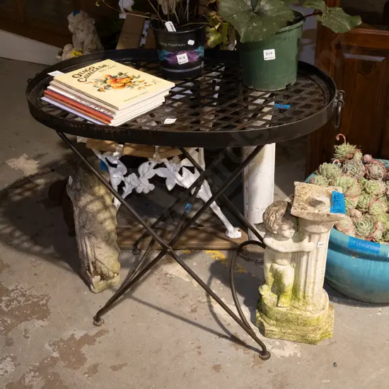 metal butler's tray on stand 