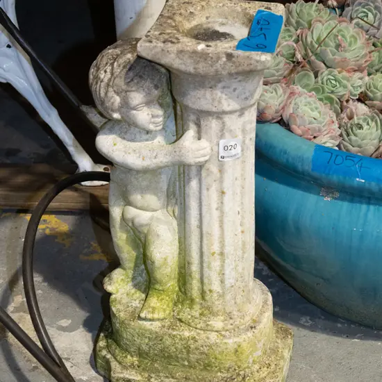 cast composite cherub jardiniere stand/figurine H445