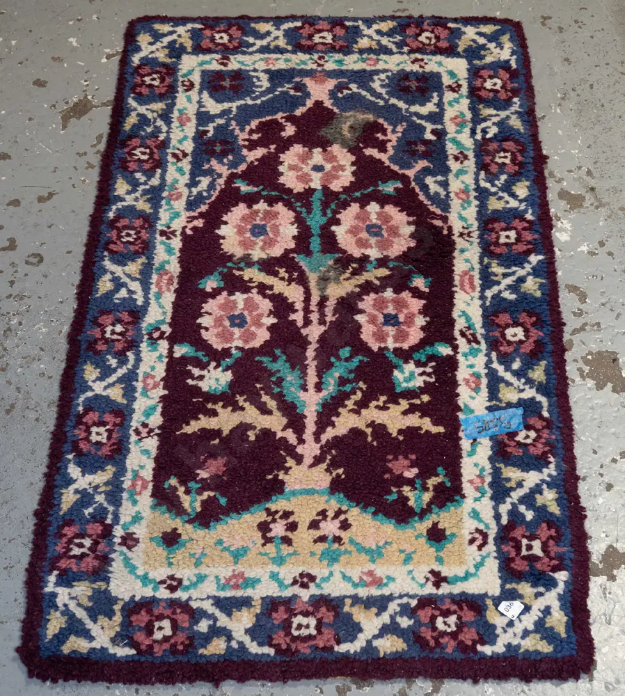 hand tufted floor mat - blues, pinks, purples L1210 W710 Image 1++