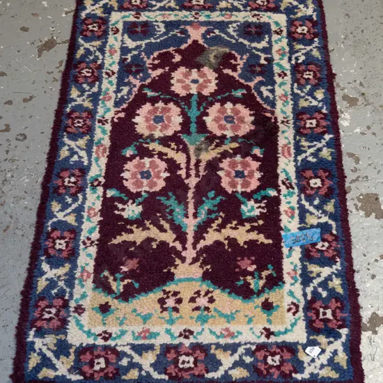 hand tufted floor mat - blues, pinks, purples L1210 W710