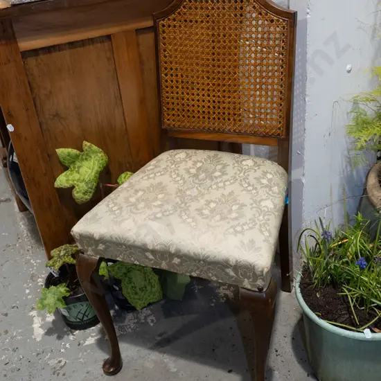 cab leg upholstered rattan back bedroom chair
