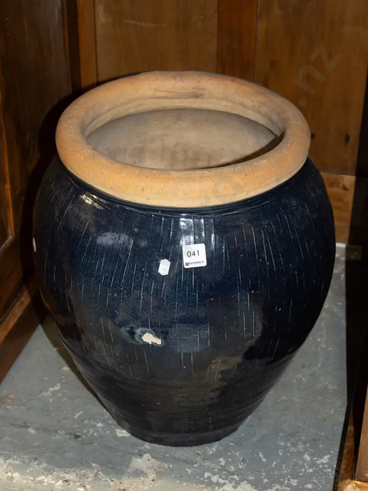 terracotta blue glazed planter H460 Image 1++