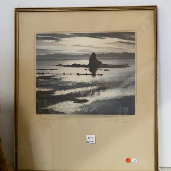 framed hand coloured photograph - Fifeshire Rock, Nelson