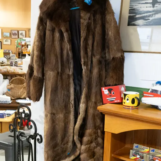 ladies full length fur coat - some wear