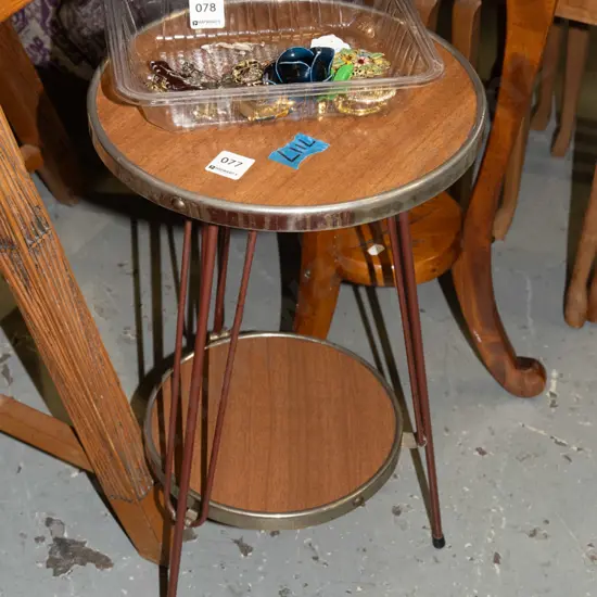 mid century formica 2 tier side table/jardiniere H490