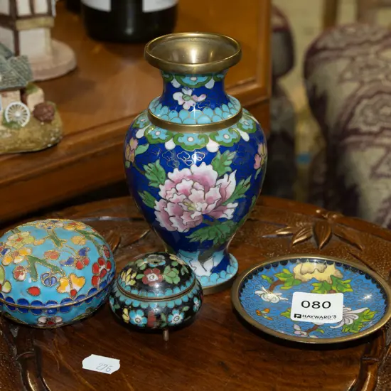 4x cloisonne Vase H130