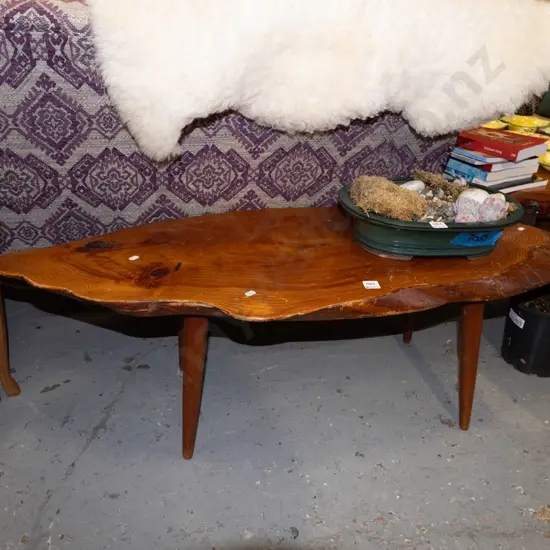 vintage wooden slab top coffee table