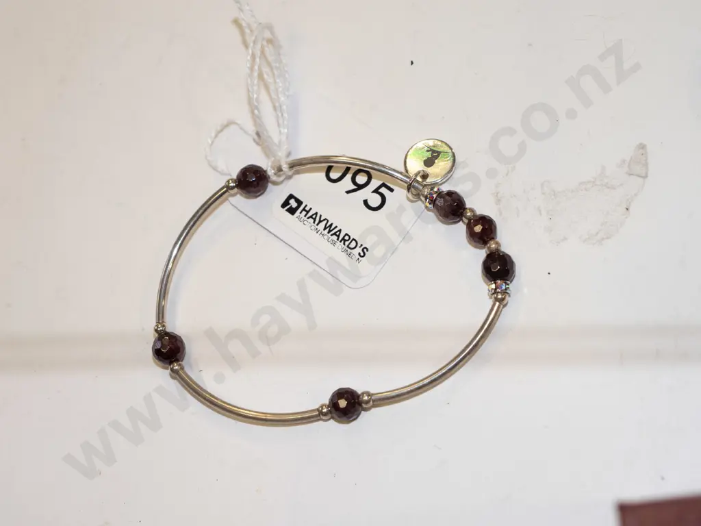 sterling silver garnet & rhinestone St Jude bracelet 5gm Image 1++