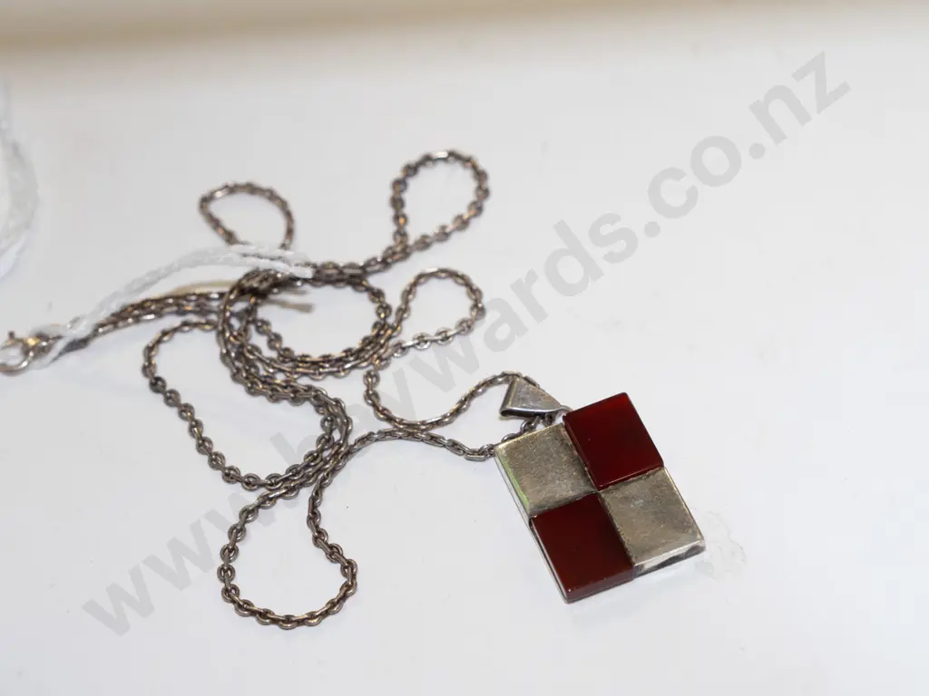 sterling silver Israel carnelian necklace 8gm Image 1++