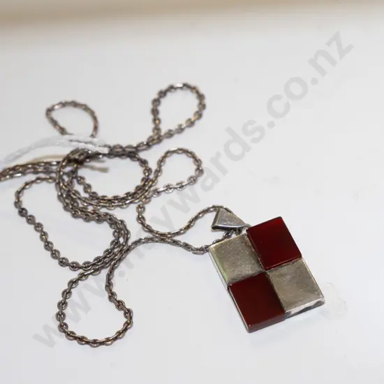 sterling silver Israel carnelian necklace 8gm