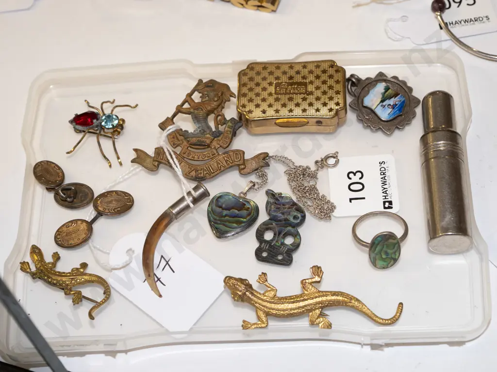 tray; brooches, cufflinks, ring etc Image 1++